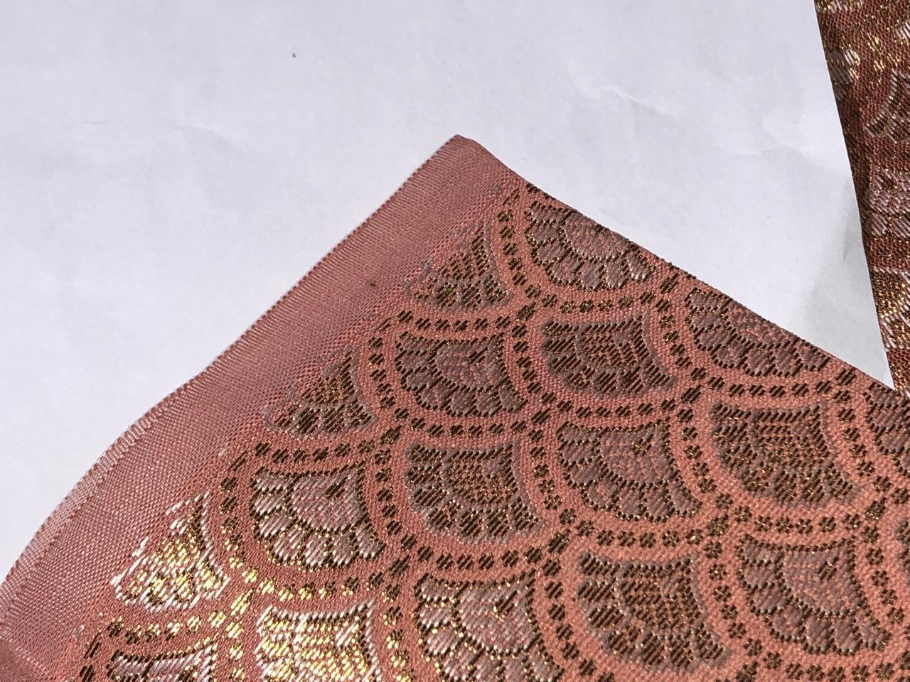 Silk Brocade fabric MOTIF with subtle gold jacquard available in 3 colors dark peach ,pastel peach and ivory BRO992[4/5/6]