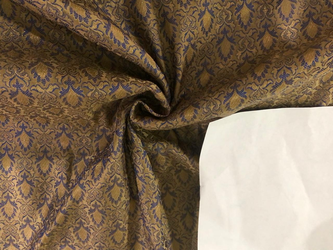 Silk Brocade fabric 44" wide  JACQUARD available in 4 colors green and blue/gold and blue/army green and blue and navy and blue   BRO971