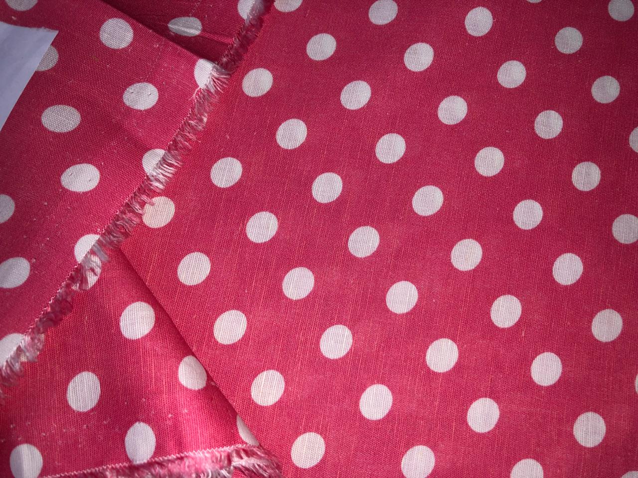 100% linen  digital print fabric 44" wide available in 2 colors grey with floral  dotted and salmon pink dots [15972/15973]