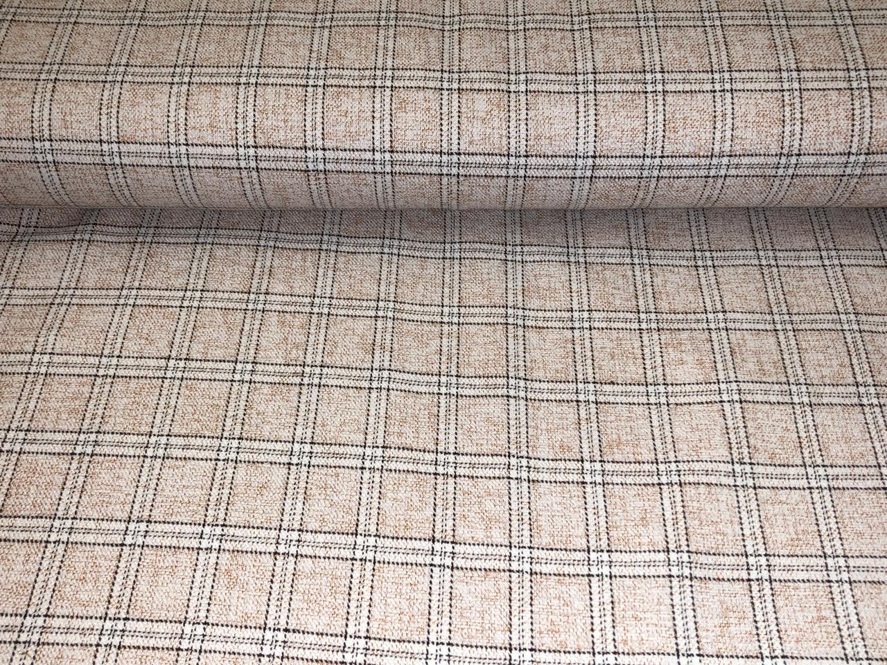 Suiting fabric made in Schöffel ,Italy WOOL X TWEED  cream and brown [16876]