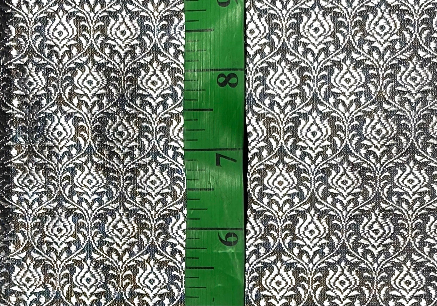 Brocade Fabric Grey with silver all over motif Jacquard 44" BRO1028[1]