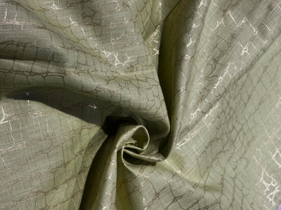 100% HEMP mint  color fabric with gold foil print 58" wide [17202]