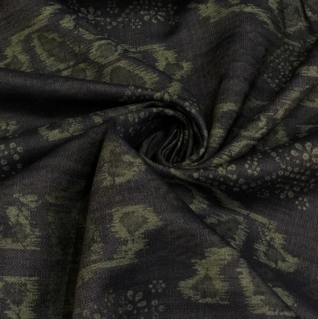 Denim 100% Cotton 58" wide animal print in 2 shades denim blue / teal and denim blue/blue  [18613/14]