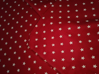 100% Cotton  Twill fabric red with ivory star motif color 58" wide [15121]