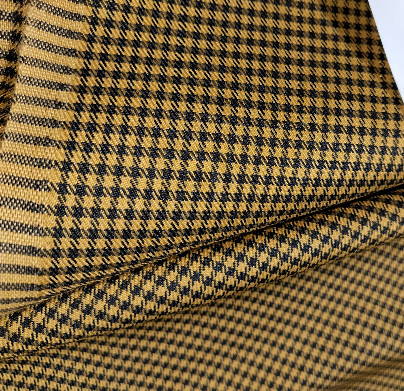 SUITING PLAIDS POLYESTER VISCOSE 58" available in 2 colors tan/black and hounds tooth