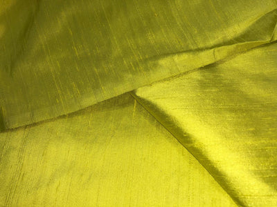 100% PURE SILK DUPIONI FABRIC LEMON YELLOW color 44" wide WITH SLUBS MM126[2]