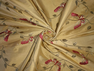 54&quot; wide silk dupioni rich gold embroidery -butterflies