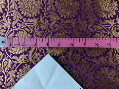 Heavy Silk Brocade Fabric Purple &amp; Antique Gold BRO114[3]