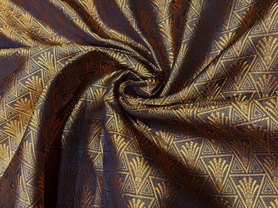 Brocade Fabric Golden Brown triangles with abstract motif Jacquard  44" BRO1029[4]