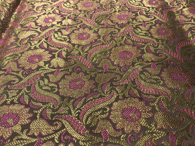 Brocade fabric grey and pink with metallic gold color 44" wide BRO1030[2]