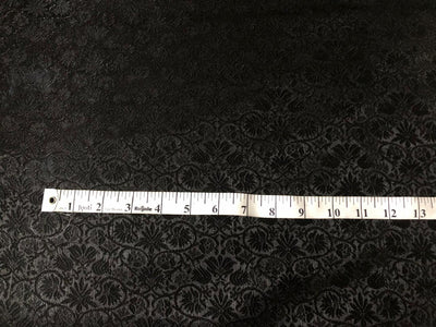 Silk Brocade fabric 56" jet black with self small floral jacquard BRO1057[4]