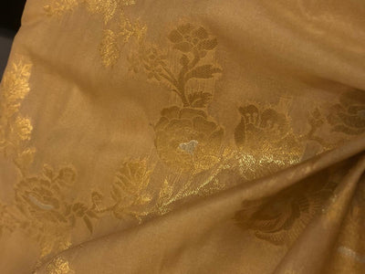 Silk Brocade fabric gold with gold and silver floral jacquard BRO1100[4]