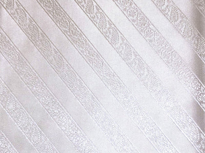 Silk Brocade fabric white ivory horizontal paisley stripes BRO1086[1]