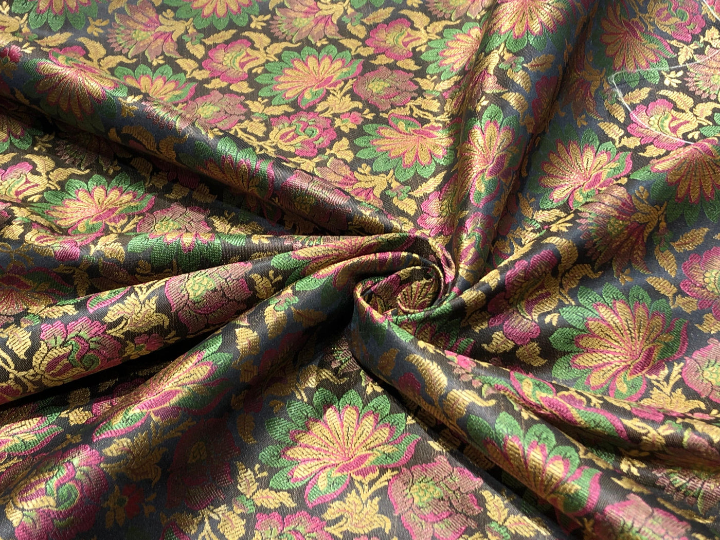 Silk Brocade fabric floral  jacquard available in 2 colors brown and royal blue  BRO1023[1/2]