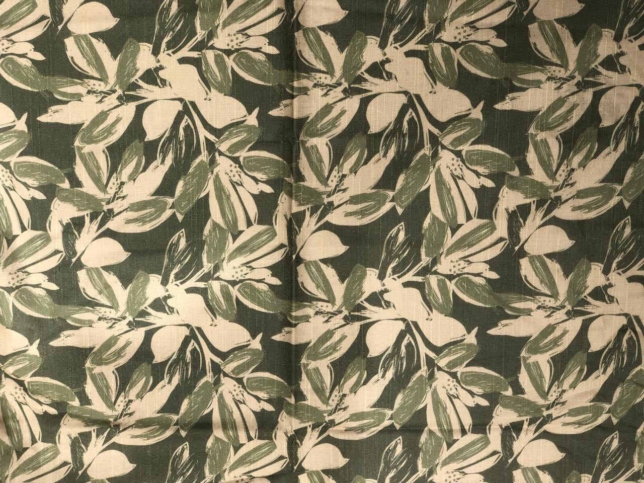 Viscose Linen 20% 80% Spun digital print available in 2 designs cream with red green and grey floral and green and beige floral print [17603/04]