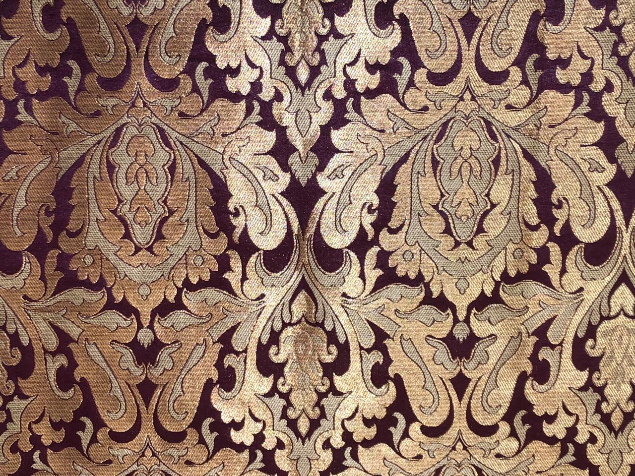 Silk Brocade fabric king khab WINE X METALIC GOLD 44" wide BRO1086[3]
