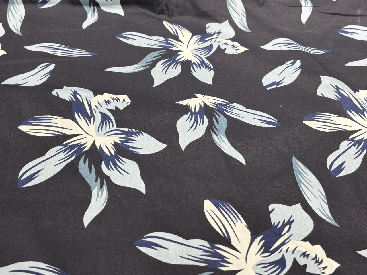 100% Cotton Poplin black floral  print 56" wide [18265]