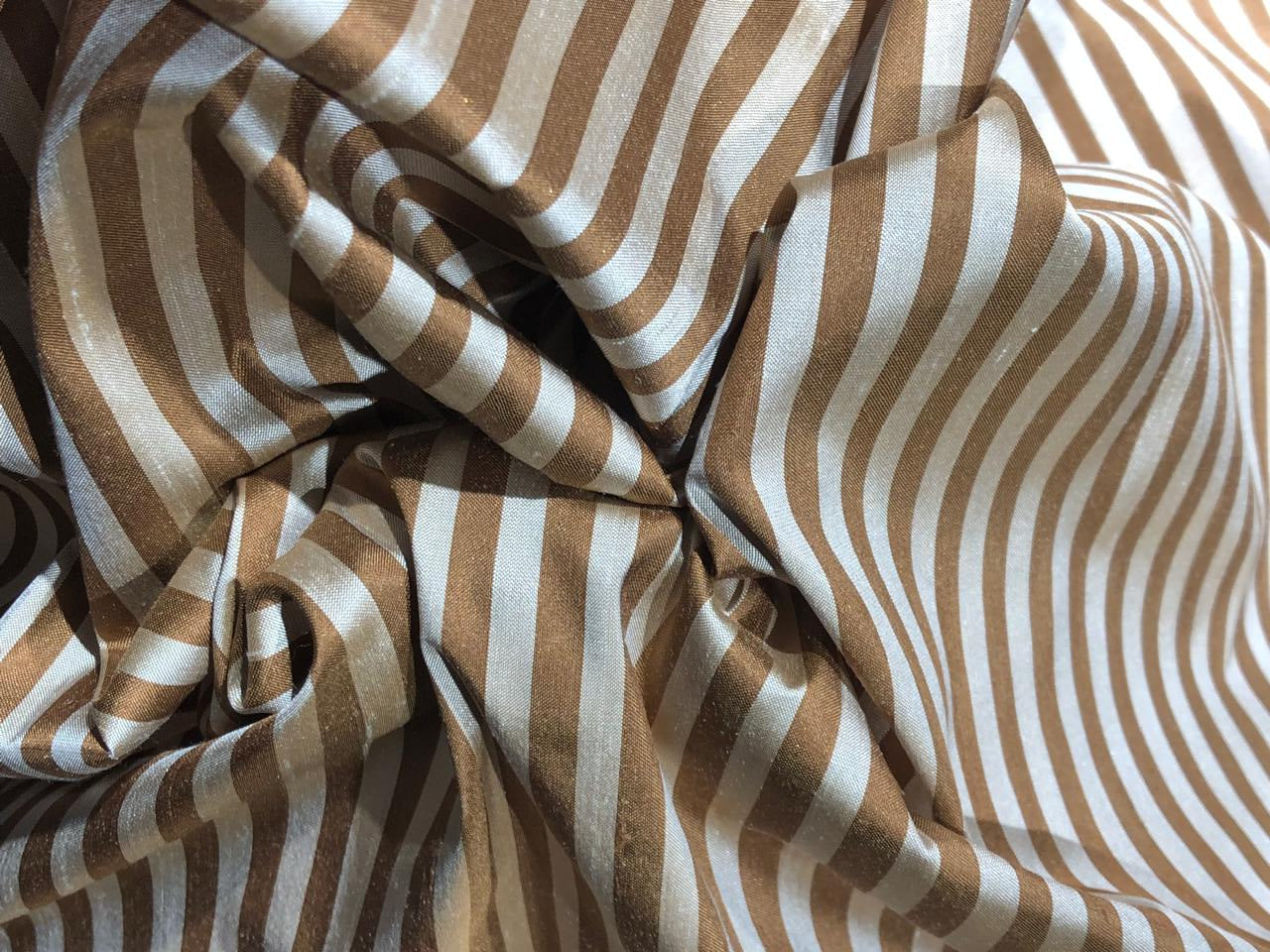 100% silk dupion fabric brown and beige  stripes  54&quot; wide DUPNEWS5[5]