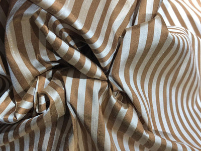 100% silk dupion fabric brown and beige  stripes  54&quot; wide DUPNEWS5[5]