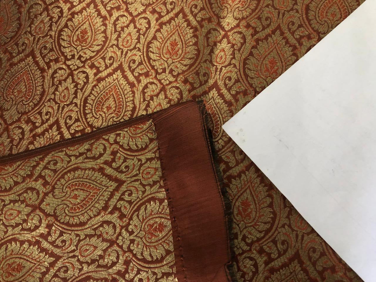 Silk Brocade jacquard fabric  with metallic gold 44" wide available in 2 colors MUSTARD and PEACH BRO935[2/3]