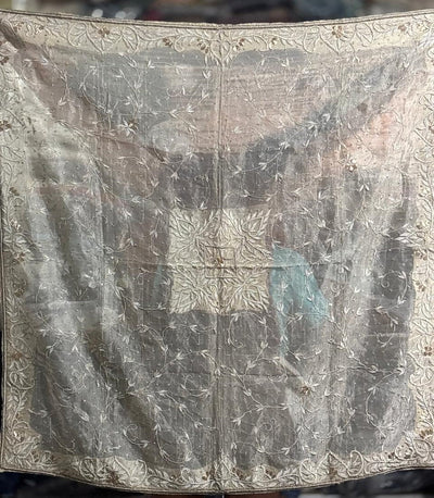 Table  Cover in gold tissue square 37 inch x 37 inch full zardozi embroidered gold [17688]