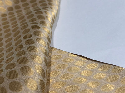 SILK Georgette Fabric GOLD Color with JACQUARD Metallic GOLD Small Motif [16437]