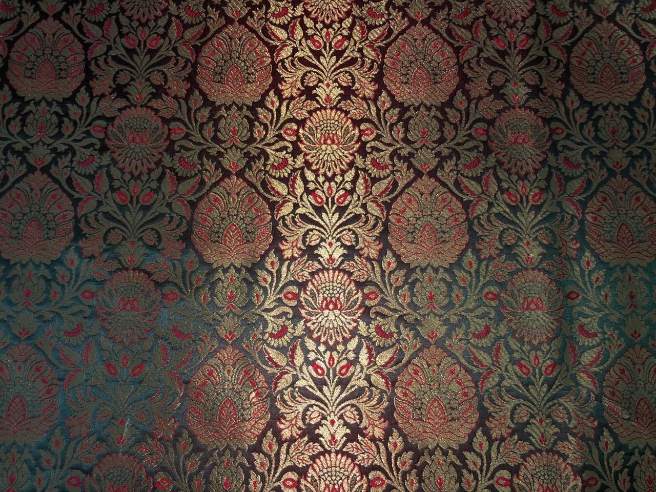 Silk Brocade fabric  jacquard available in 7 colors mulberry, burgundy, candy pink, teal, mustard, green x red  and turquoise BRO1026