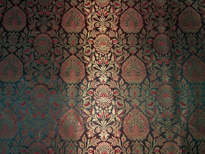Silk Brocade fabric  jacquard available in 7 colors mulberry, burgundy, candy pink, teal, mustard, green x red  and turquoise BRO1026