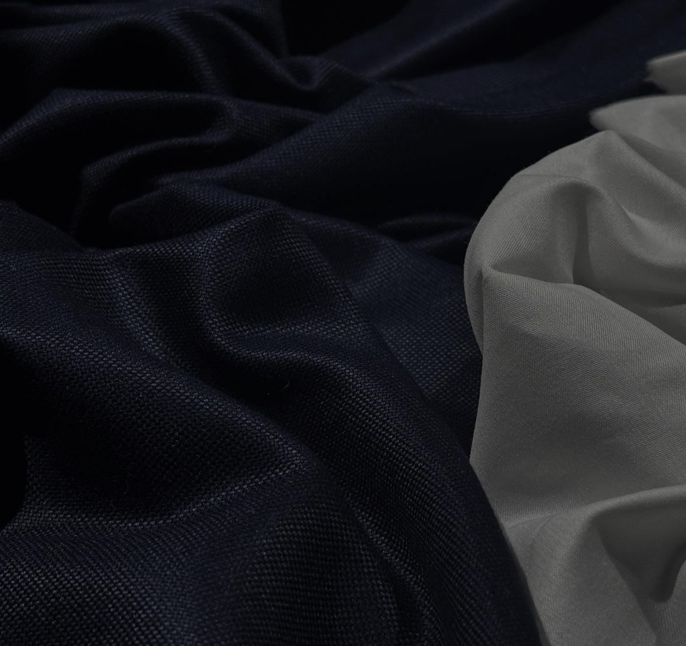 Huddersfield Bamboo suiting fabric made from 100% bamboo fiber 60" wide available in 3 colors white ivory ,dark navy  and  black [17710/11/17728]