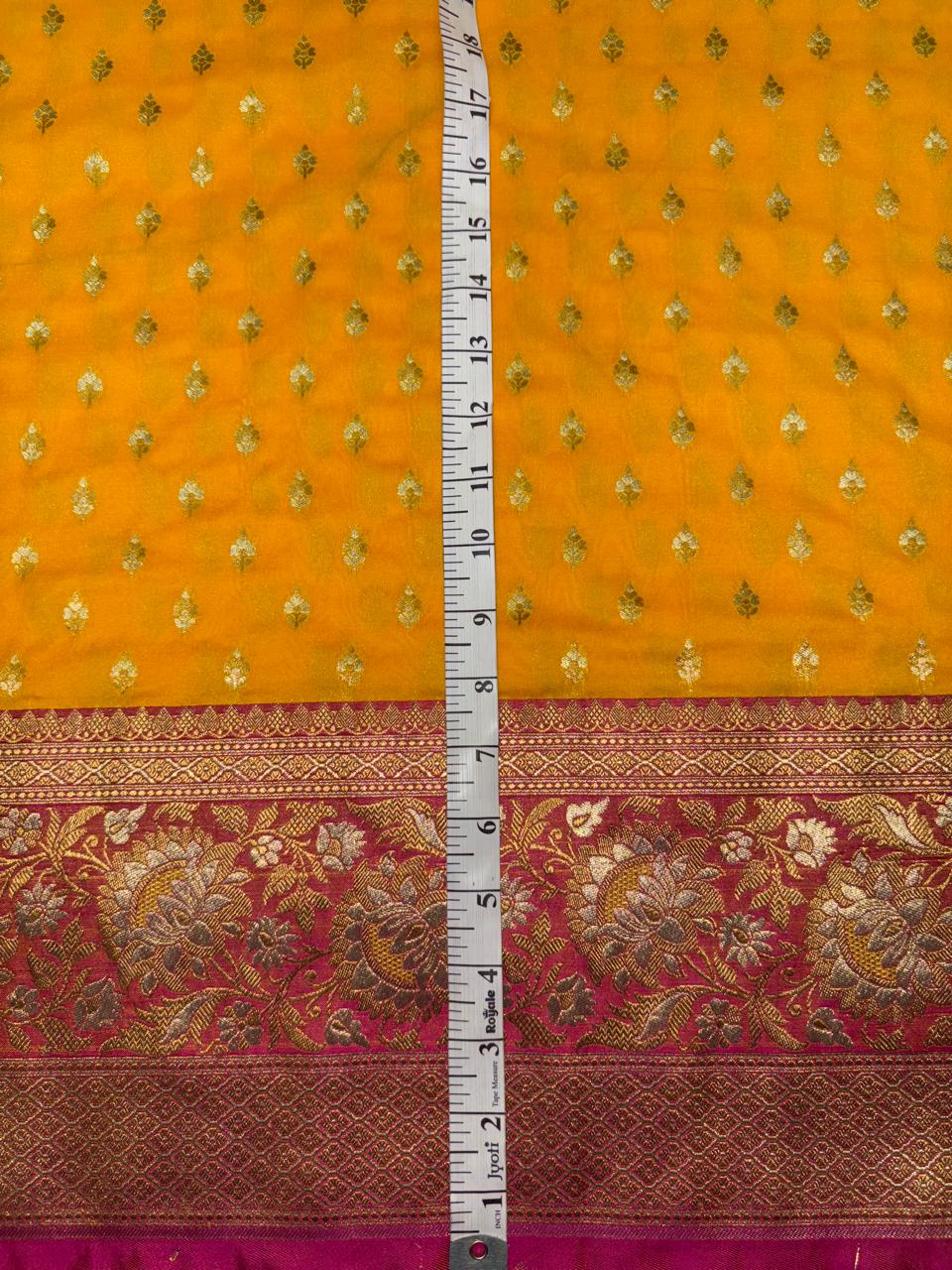 Silk Brocade fabric  8" border total 44" wide available in 2 colors royal blue ,green and golden yellow,pink BRO1096[1/2]