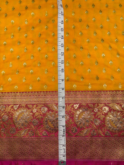 Silk Brocade fabric  8" border total 44" wide available in 2 colors royal blue ,green and golden yellow,pink BRO1096[1/2]