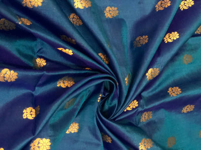100% PURE Silk Brocade fabric with tiny floral motifs in gold available in 3 , two tone shades BRO1101[1/2/3]
