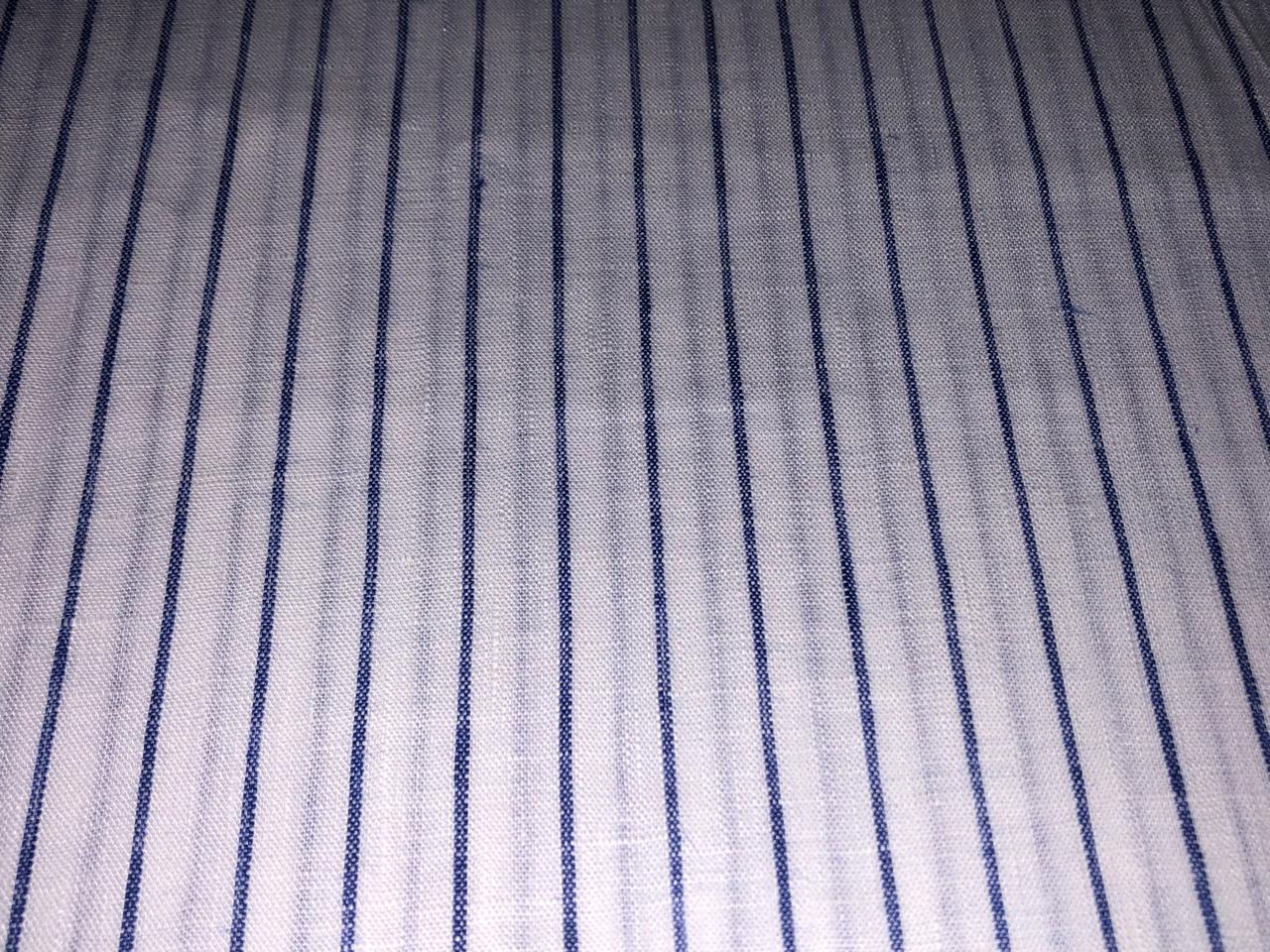 100% Linen stripe 60's Lea Fabric 58" wide available in 2 colors blue and sea green [17643/44]