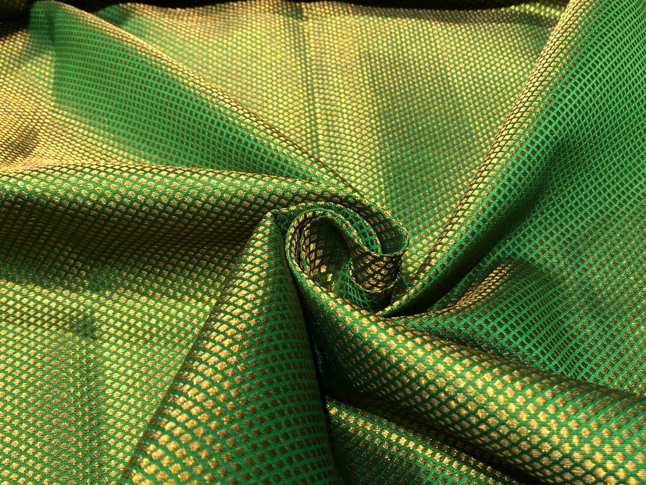 Silk Brocade fabric 44"small metallic gold motifs jacquard available in 3 colors purple, black and green BRO1043