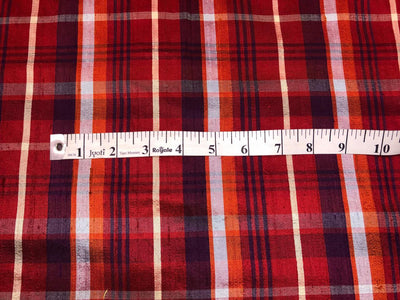 100% SILK DUPION Red Tartan Plaids 54"wide  DUPC