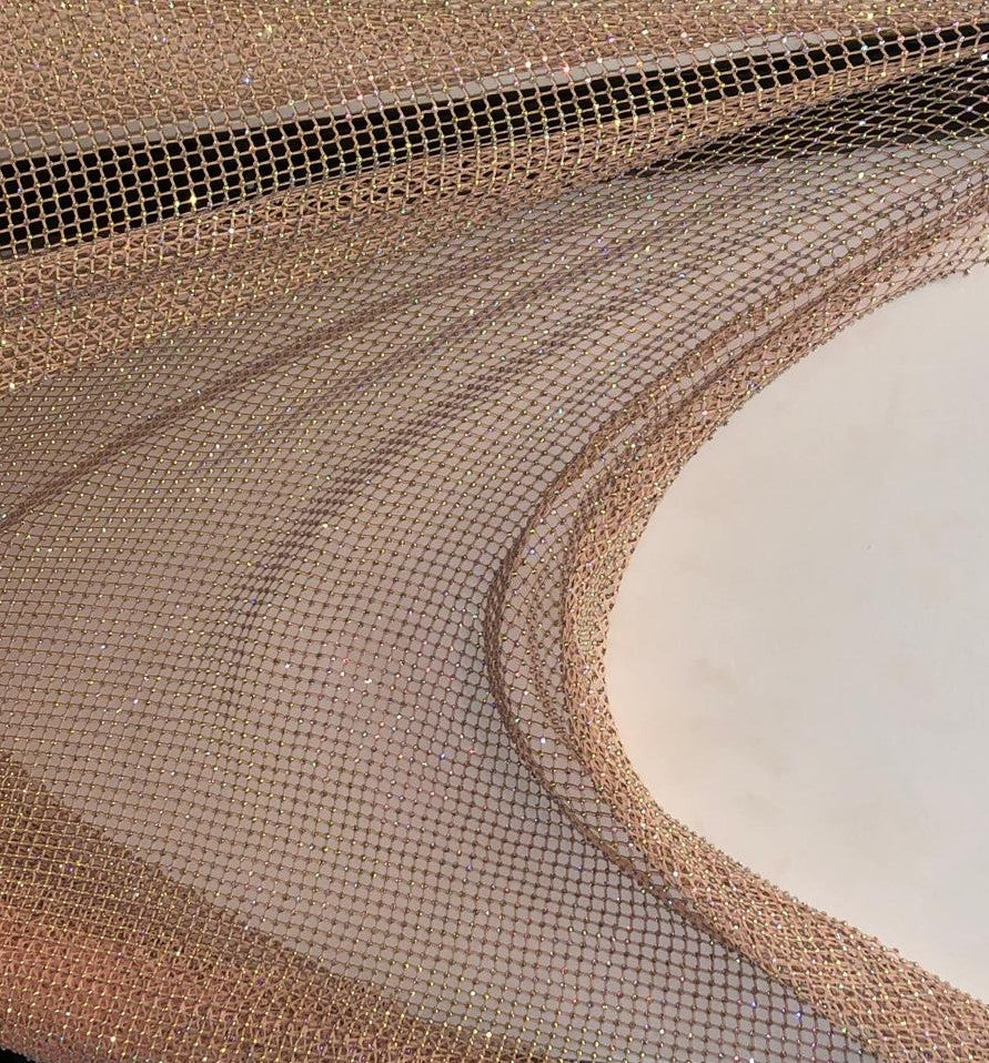 Rhinestone Mesh, Stretchable Fabric Crystal Diamond Stretch Crystal Fishnet Sheets available in 2 colors pink and white [18428/29]