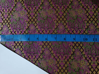 Silk Brocade jacquard fabric 44" wide BRO894 available in Four colors blue/brown/pinkand black