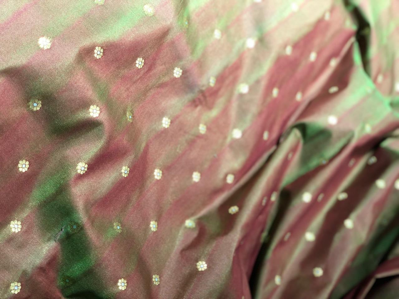 Silk Brocade fabric available in 3 colors two tone red x blue, two tone red x green and royal blue BRO1032