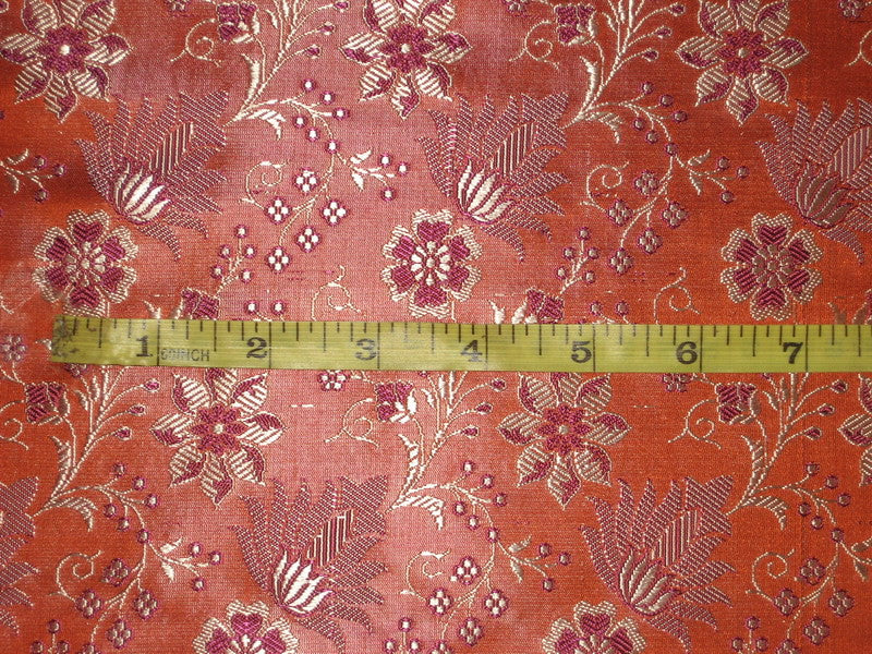 Silk Brocade fabric Orange,Purple &amp; Gold 44" wide BRO21[3]