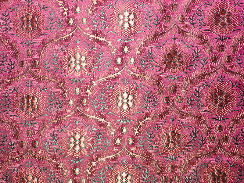Silk Brocade fabric Pink, Green & Rusty Gold BRO75[5]
