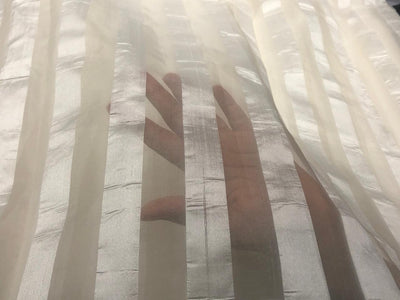 100% silk organza fabric with satin stripe white ivory  44" wide [17698]