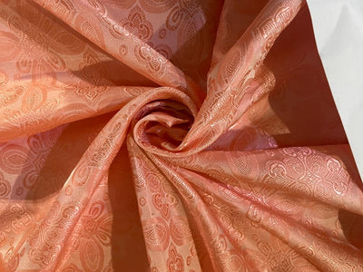 Pure SILK BROCADE vestment FABRIC Peach color 44" wide BRO272[5]