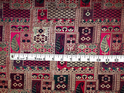 Silk Brocade fabric squares and rectangle motifs with intricate designs within available in pinks ,navy and deep bottle green  BRO1095
