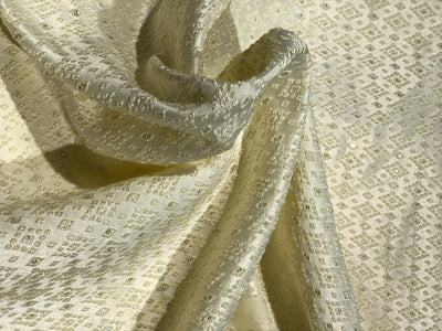 Silk Brocade fabric 56" ivory with self  jacquard and very subtle silver sequence BRO1061[2]