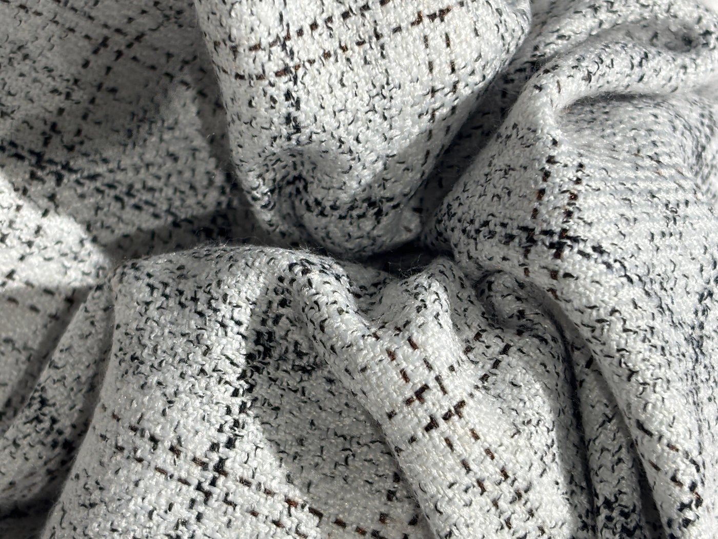 SUITING Italian Andamen Merino Wool Black and ivory  Plaids 58" wide  [17335]