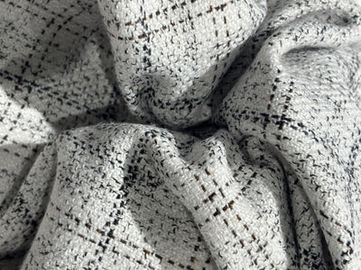 SUITING Italian Andamen Merino Wool Black and ivory  Plaids 58" wide  [17335]