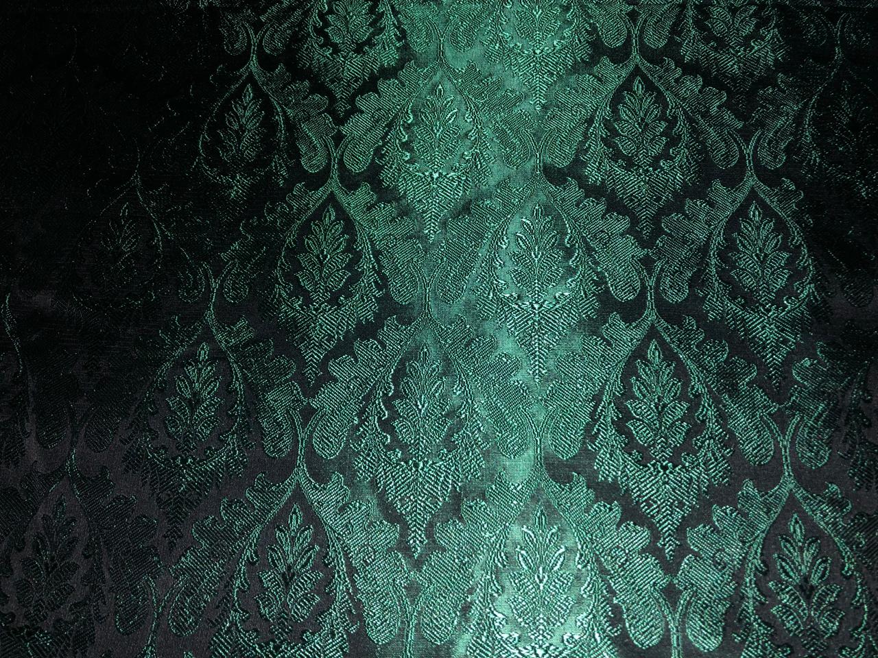 Silk Brocade fabric dark green with emerald green  jacquard  BRO1025[5]