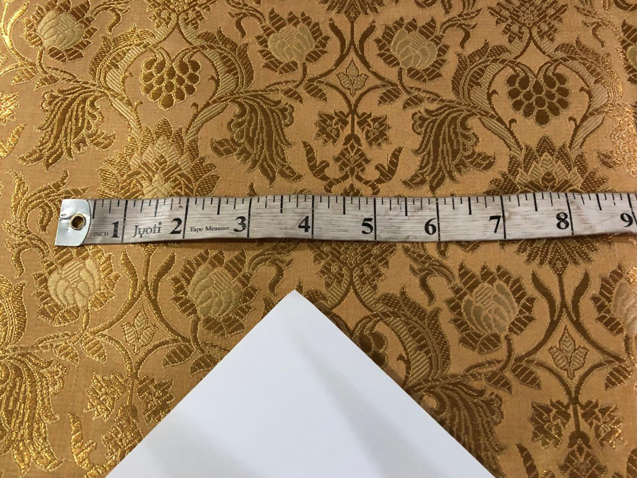 Silk Brocade fabric gold with  gold floral jacquard  BRO1021[2]