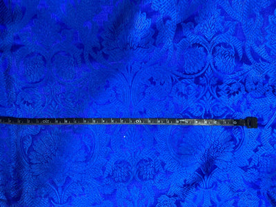 Silk Brocade fabric royal blue and blue floral   jacquard BRO1000[5]