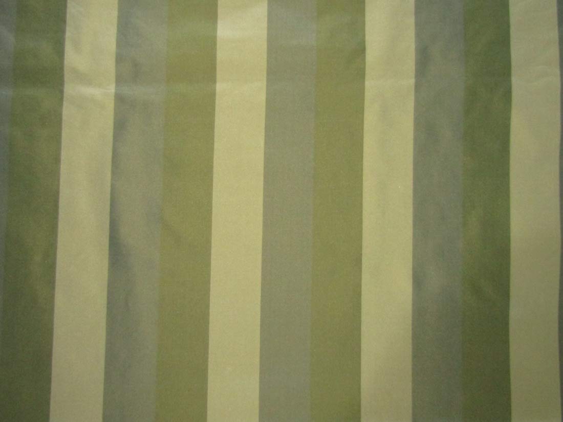 Silk Taffeta Fabric Iridescent Shades of Green and Gold Color stripes  54" wide TAF S#15[2]